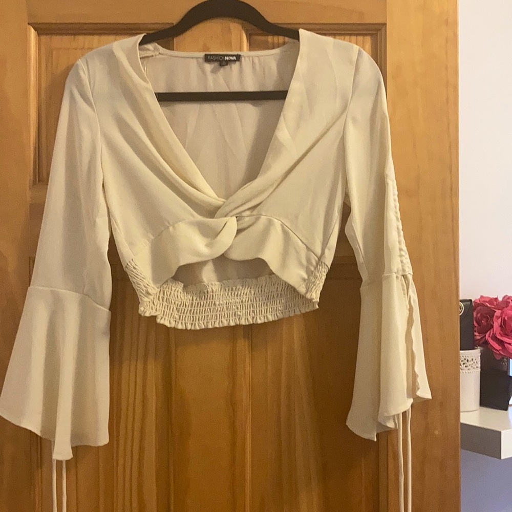 Chiffon cream crop top